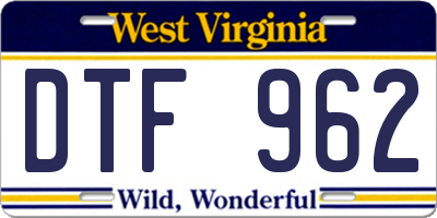 WV license plate DTF962