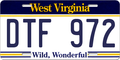 WV license plate DTF972