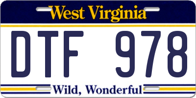 WV license plate DTF978
