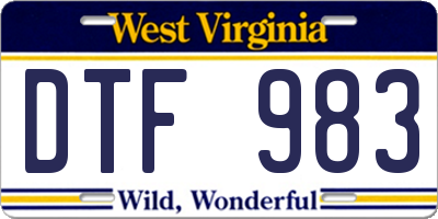 WV license plate DTF983