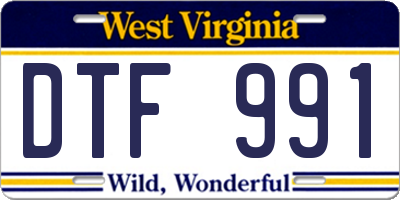 WV license plate DTF991