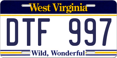 WV license plate DTF997