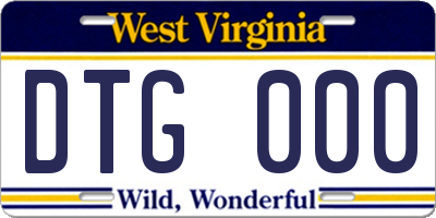 WV license plate DTG000