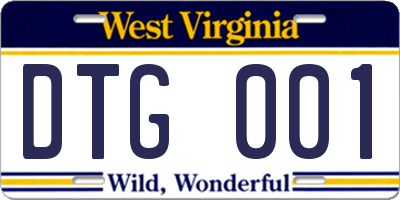 WV license plate DTG001