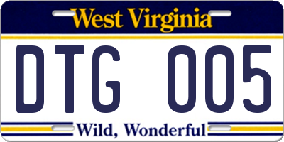 WV license plate DTG005