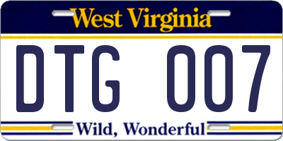 WV license plate DTG007