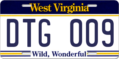 WV license plate DTG009