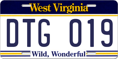 WV license plate DTG019