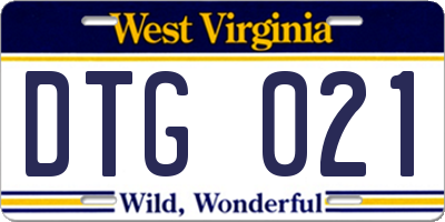 WV license plate DTG021