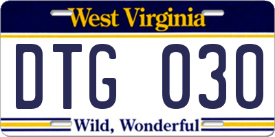WV license plate DTG030