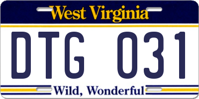 WV license plate DTG031