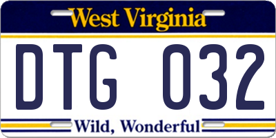 WV license plate DTG032