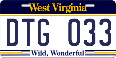 WV license plate DTG033