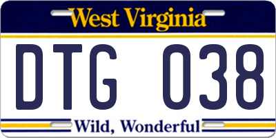WV license plate DTG038