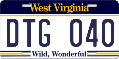 WV license plate DTG040