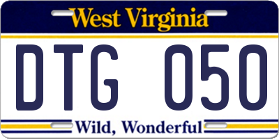 WV license plate DTG050