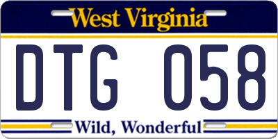 WV license plate DTG058