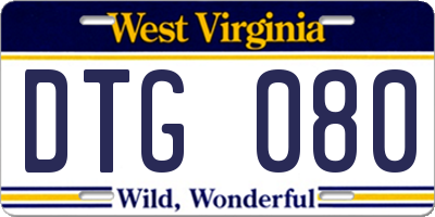 WV license plate DTG080