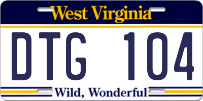 WV license plate DTG104
