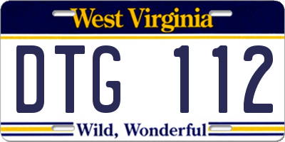 WV license plate DTG112