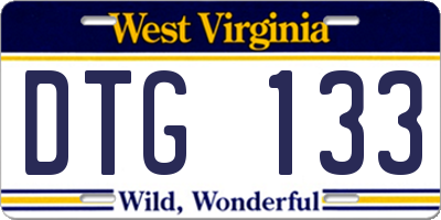 WV license plate DTG133