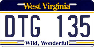 WV license plate DTG135
