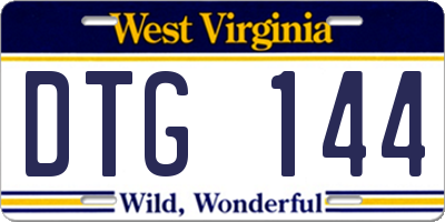WV license plate DTG144