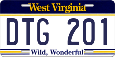 WV license plate DTG201