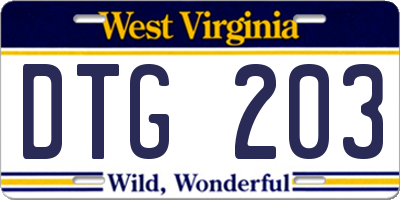 WV license plate DTG203