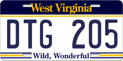 WV license plate DTG205
