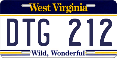 WV license plate DTG212