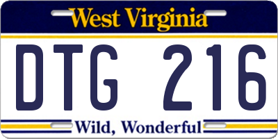 WV license plate DTG216