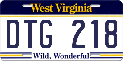 WV license plate DTG218