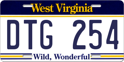 WV license plate DTG254