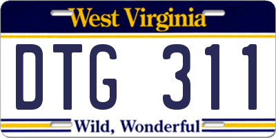 WV license plate DTG311