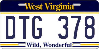 WV license plate DTG378