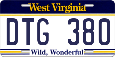 WV license plate DTG380