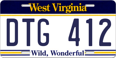 WV license plate DTG412