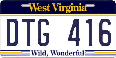 WV license plate DTG416