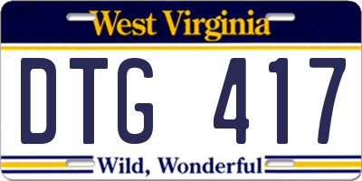 WV license plate DTG417