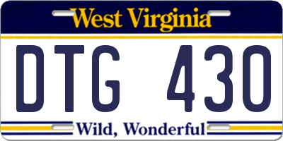 WV license plate DTG430