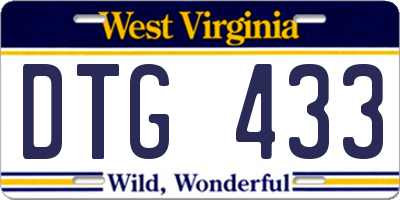 WV license plate DTG433