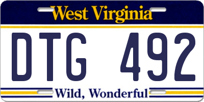 WV license plate DTG492