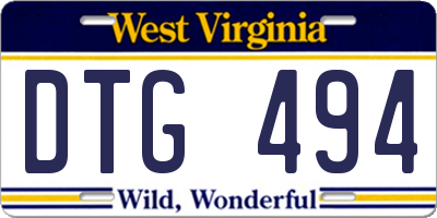 WV license plate DTG494