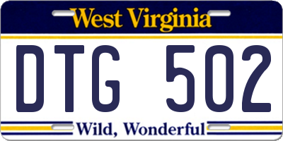 WV license plate DTG502