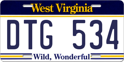 WV license plate DTG534