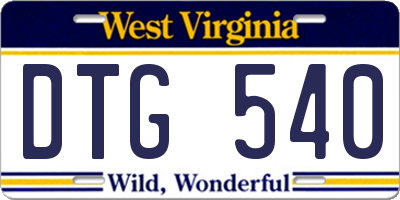 WV license plate DTG540