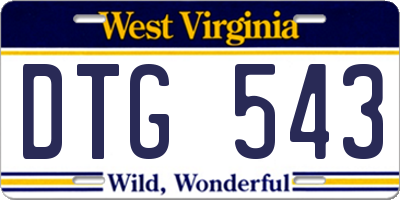 WV license plate DTG543