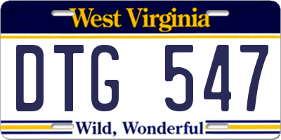 WV license plate DTG547