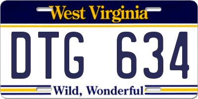 WV license plate DTG634